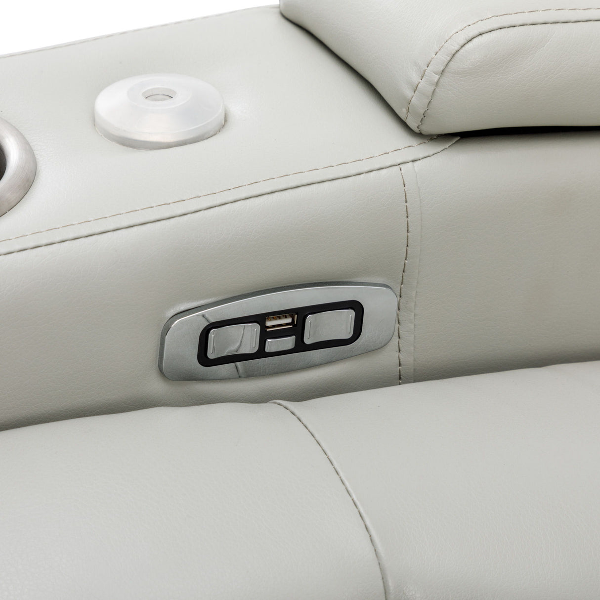 270° Power Swivel Recliner Home Theater Chair With Hidden Arm Storage, LED Light, Cup Holder, And Tray Table