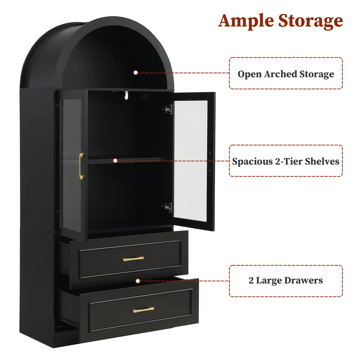 Modern Minimalist Arched Top Storage Cabinet