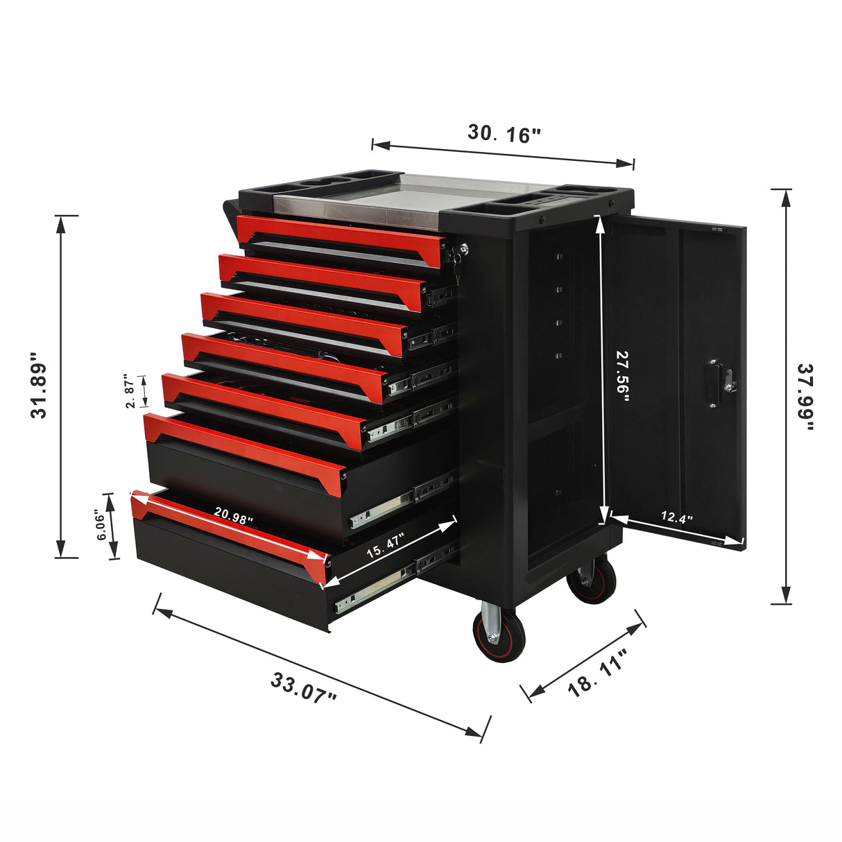 7 Drawer SPCC Rolling Tool Chest with 258-Piece Complete Tool Set