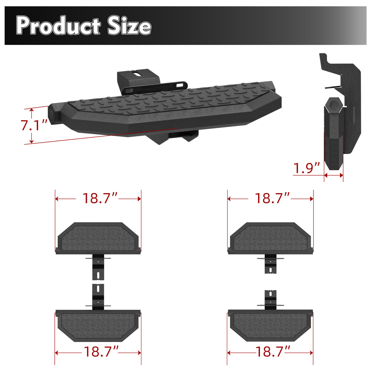 Running Boards for 07-18 Jeep Wrangler JK JKU 4 Doors