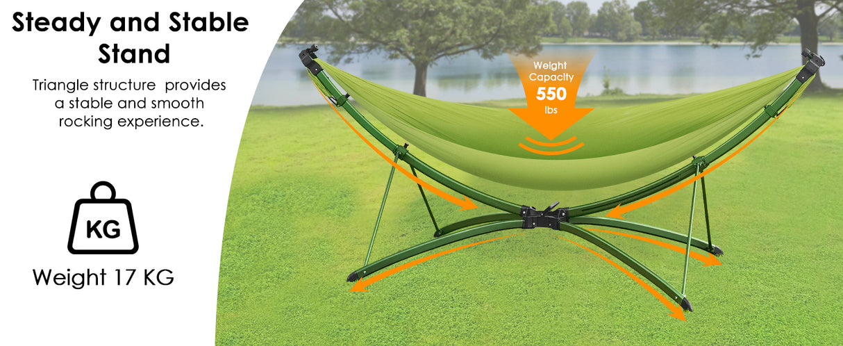 Portable Outdoor Hammock with Quick-Fold Stand and Adjustable Sunshade