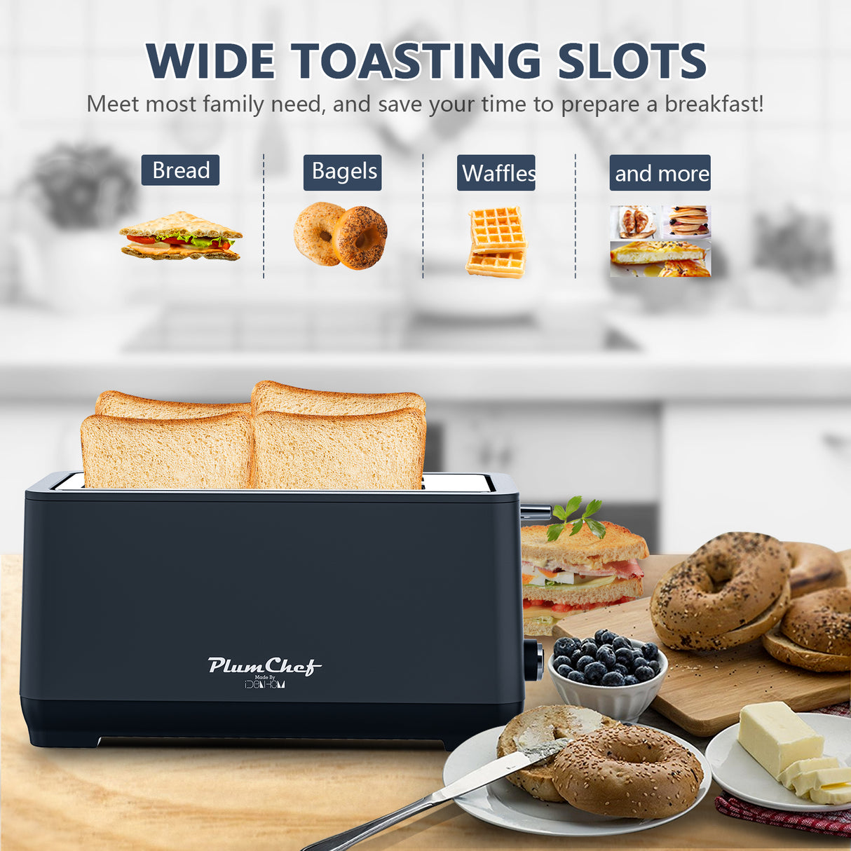 4-Slice Toaster, Extra Wide Long Slot with Warming Rack