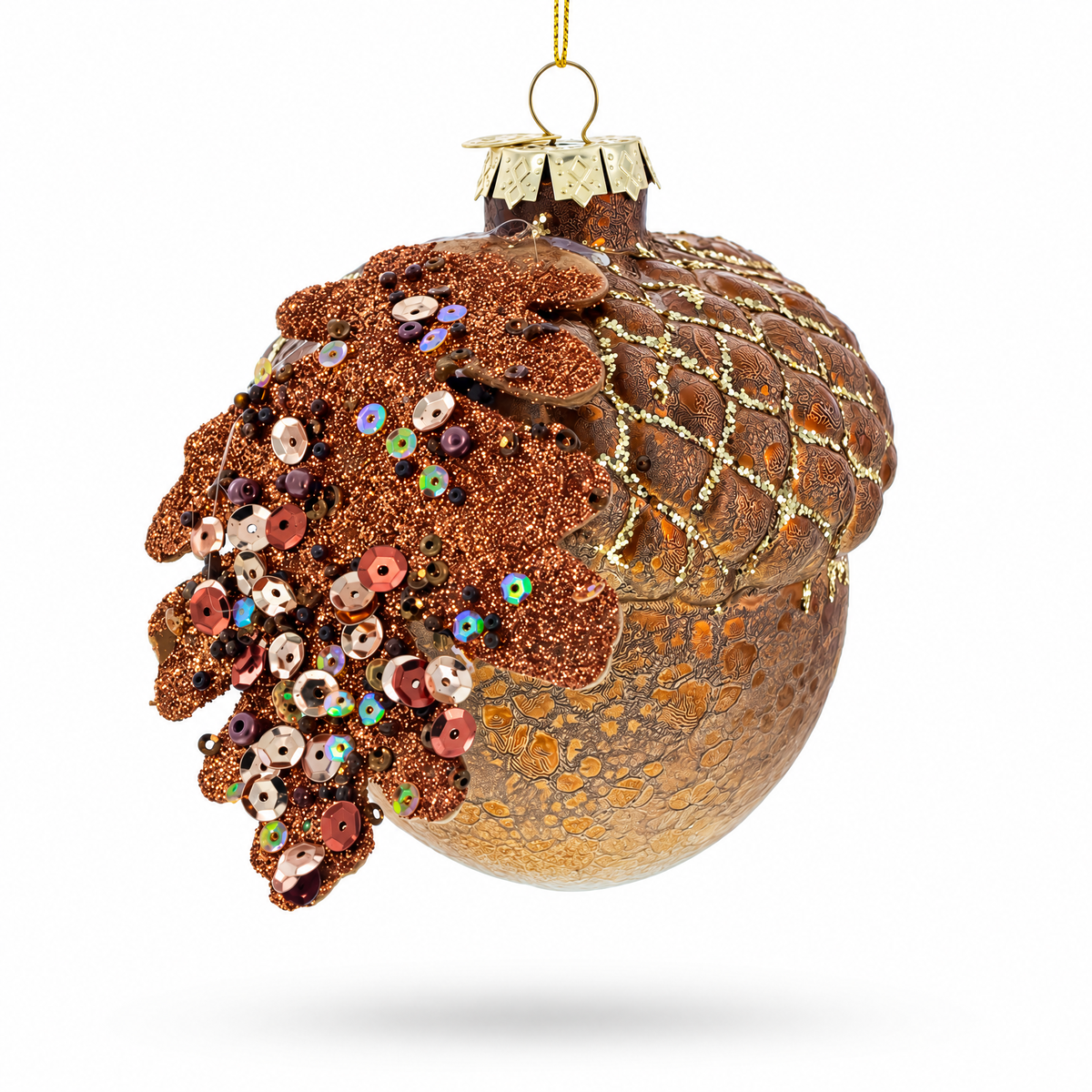 Acorn Rustic Glass Christmas Ornament