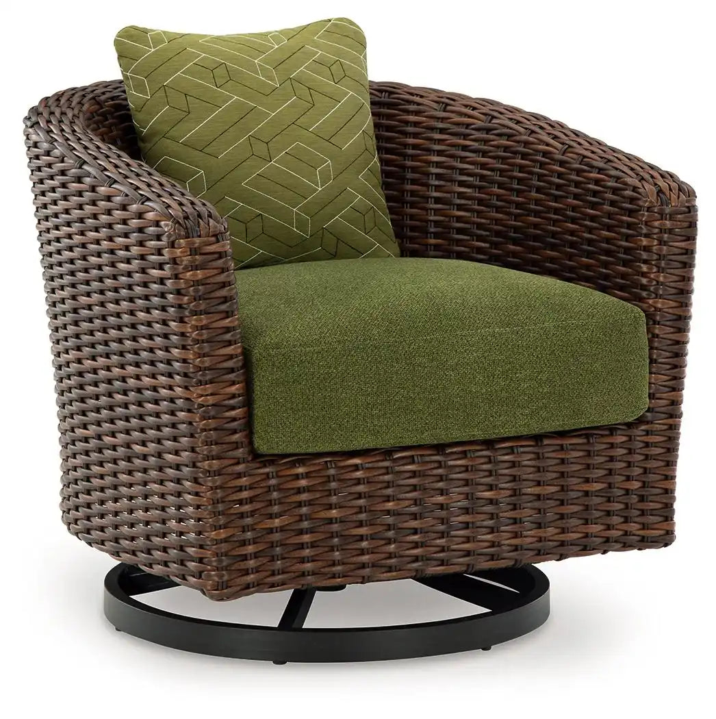 Horizon Hall - Swivel Lounge With Cushion - Brown / Green - Best Buy Furniture