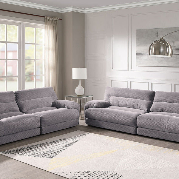 Cadenza - Corduroy 2 Piece Living Room Set - Gray - Best Buy Furniture