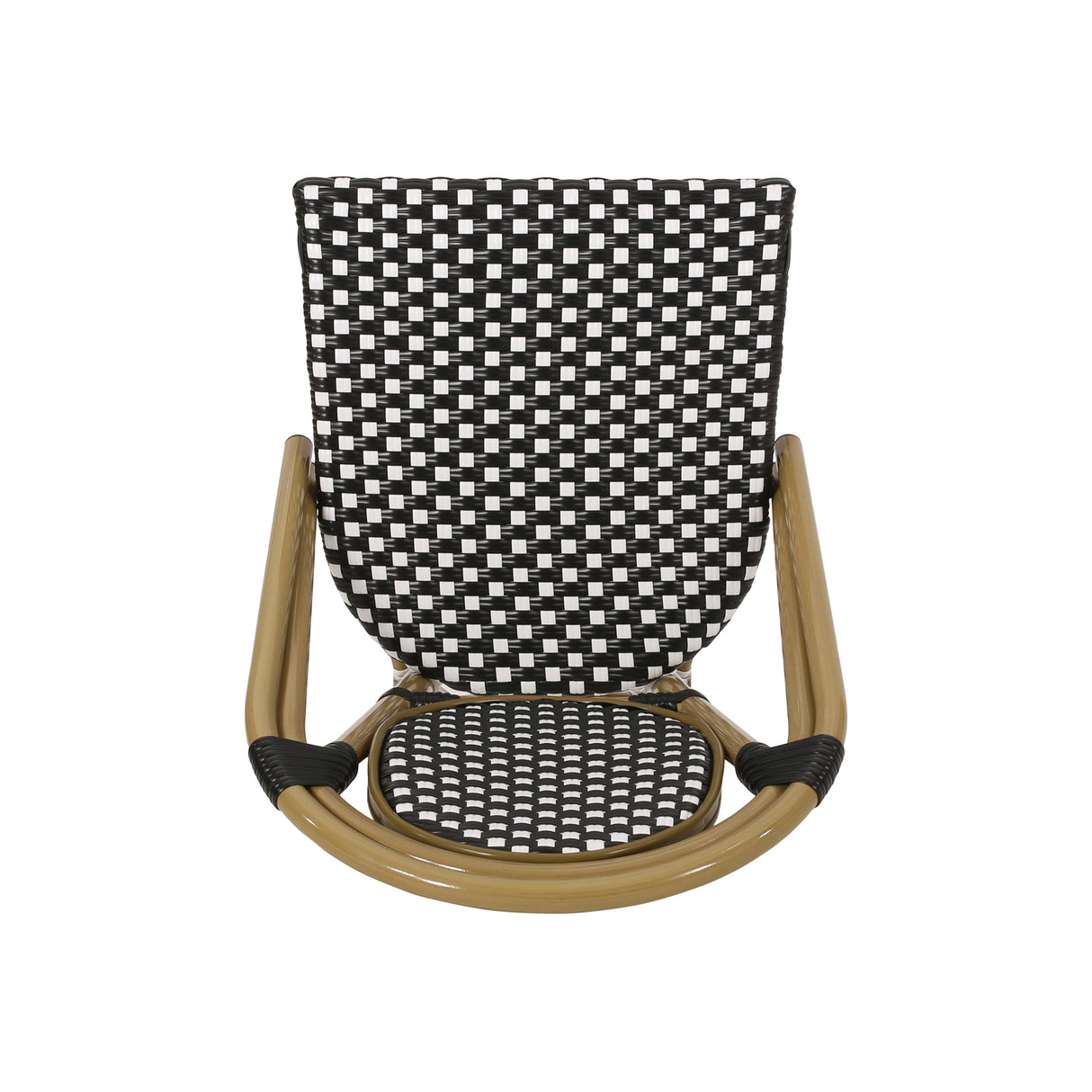 Outdoor PE Rattan and Aluminum French Bistro Chair, Set of 2