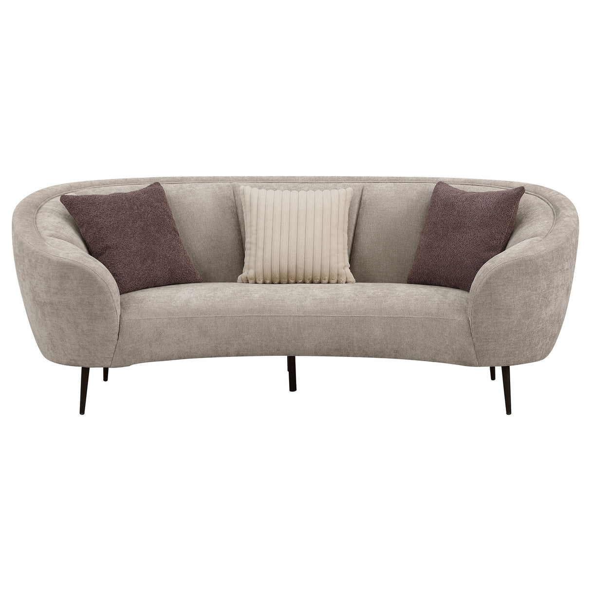 Aura - Upholstered Curved Sofa And Tapered Legs - Beige