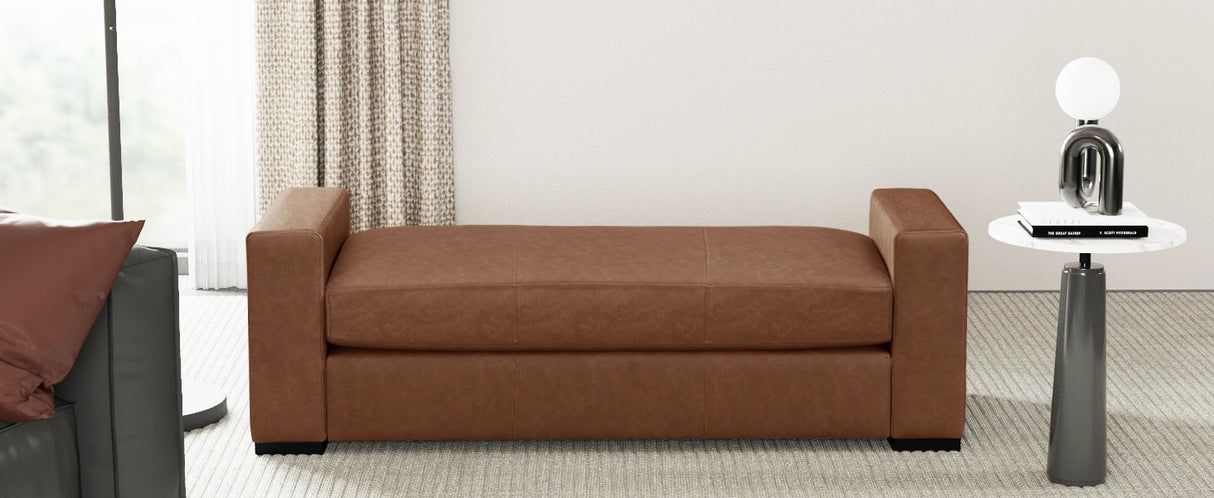 Stylish and Durable Brown Faux Leather Bench