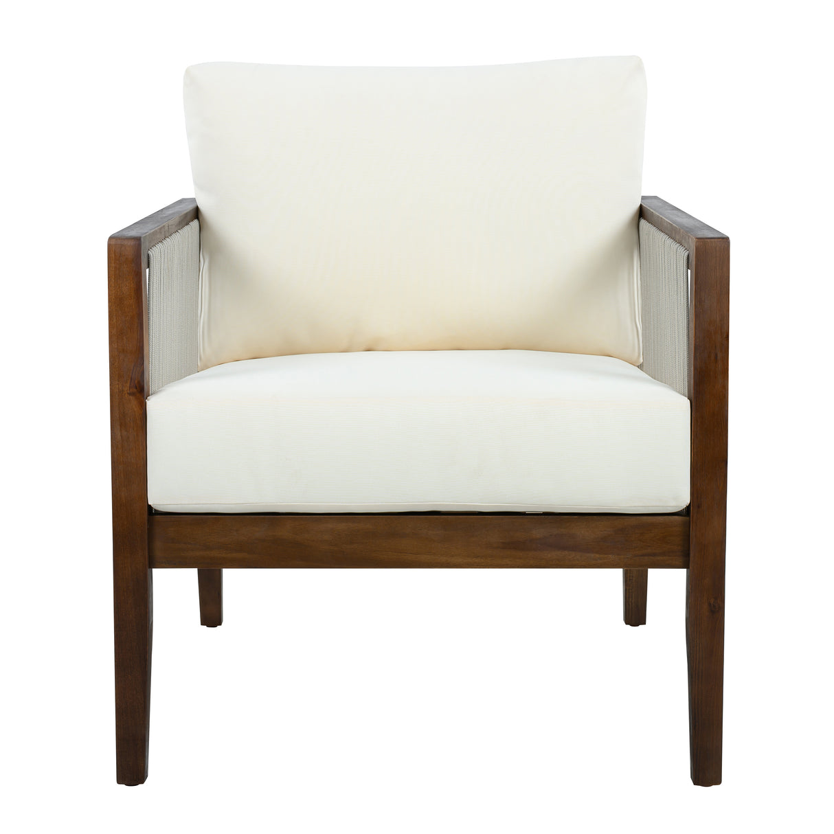 Outdoor Club Chairs (Set of 2), Acacia Wood Frame with Rope Back, Water-Repellent