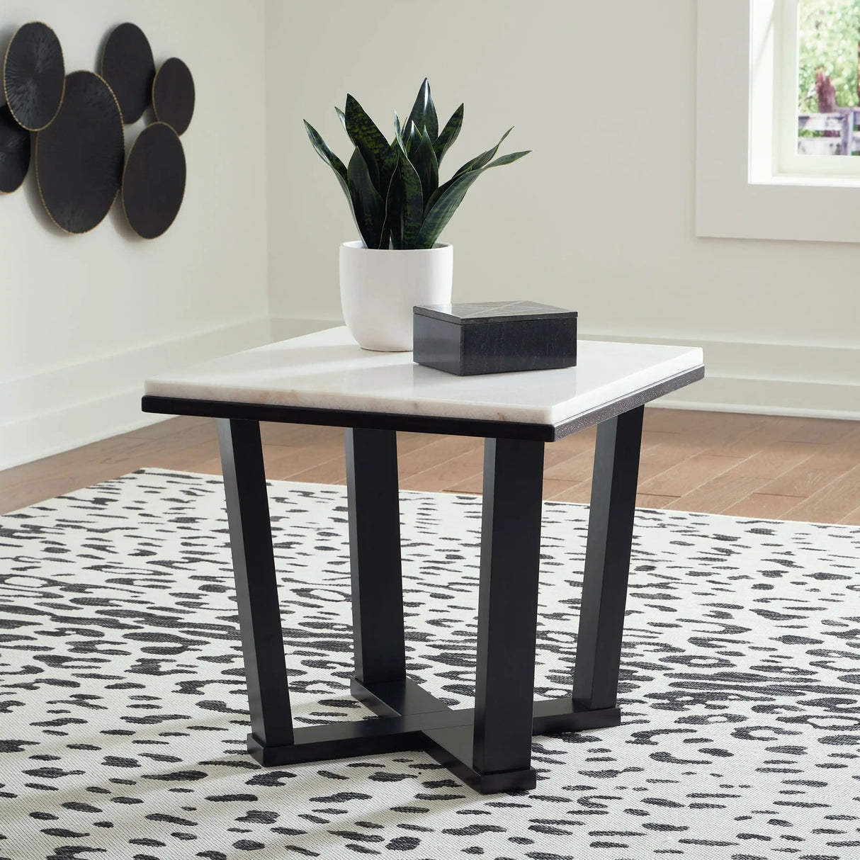Fostead - Square End Table - White / Espresso - Best Buy Furniture
