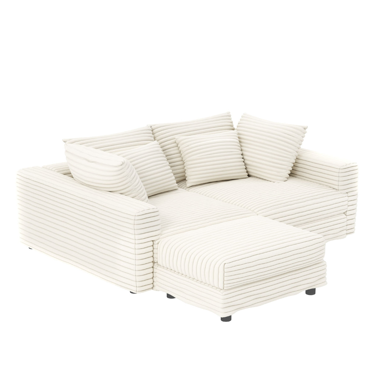 4 Seat Sofa With Soft Pillows And Movable Ottoman