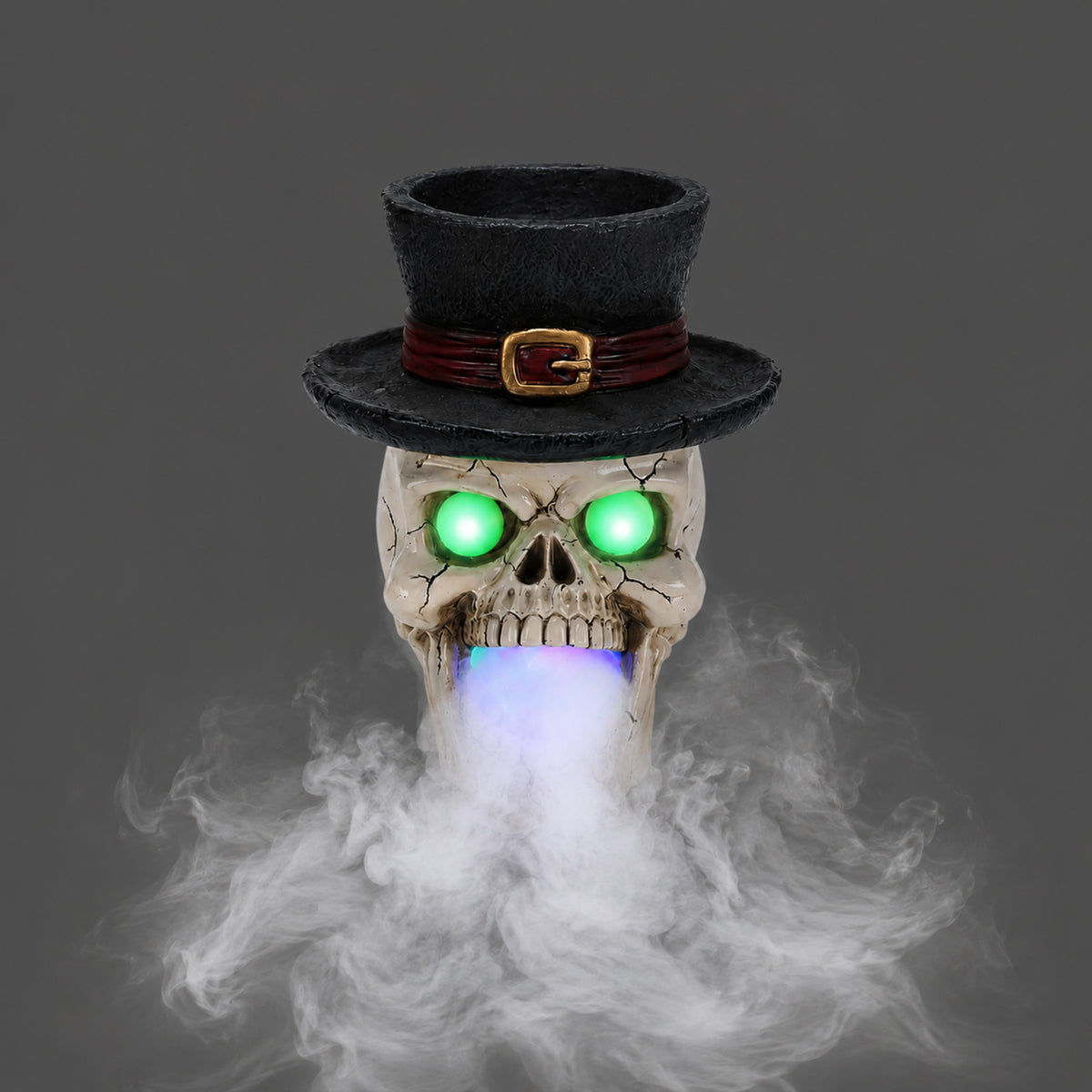 LED Light-Up Skull with Top Hat & Mist Maker