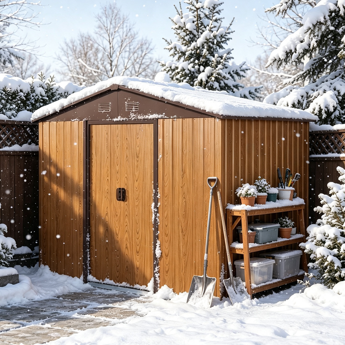 8ft x 6ft Outdoor Metal Storage Shed with Metal Foundation