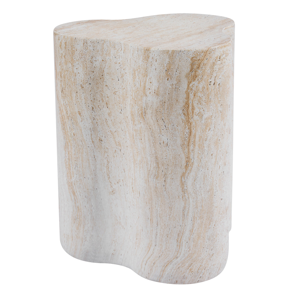 Organic Travertine-Look MGO Outdoor/Indoor Side Table