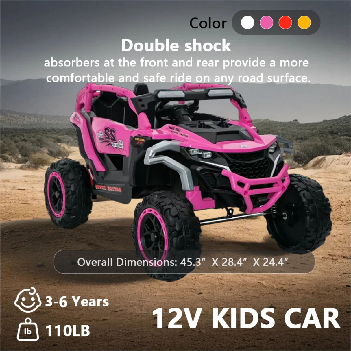 Ride On Kids Electric Truck With Remote Control, Front & Rear Suspension