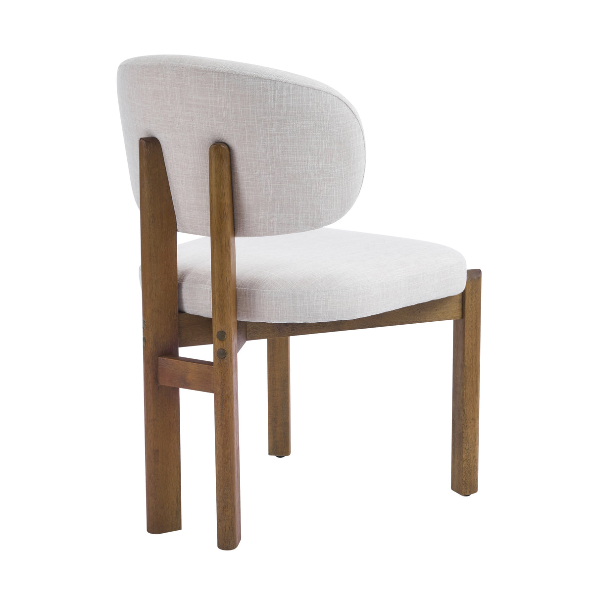 Beige Upholstered Mid-Century Dining Chair