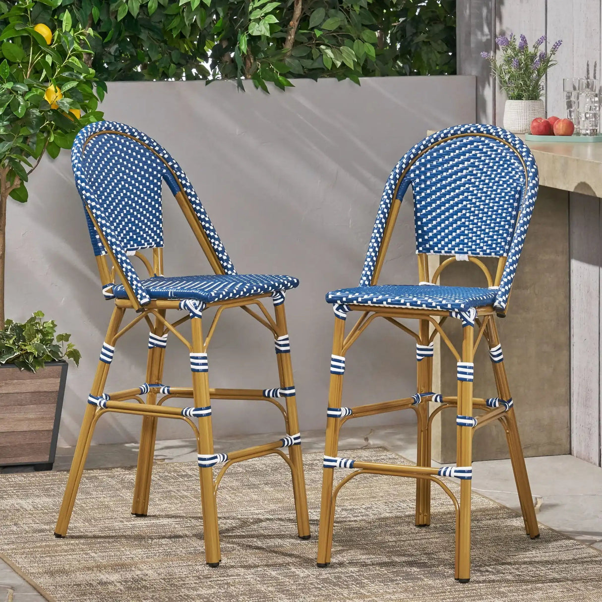 Outdoor Pe Rattan French Barstool Set - Best Buy Furniture