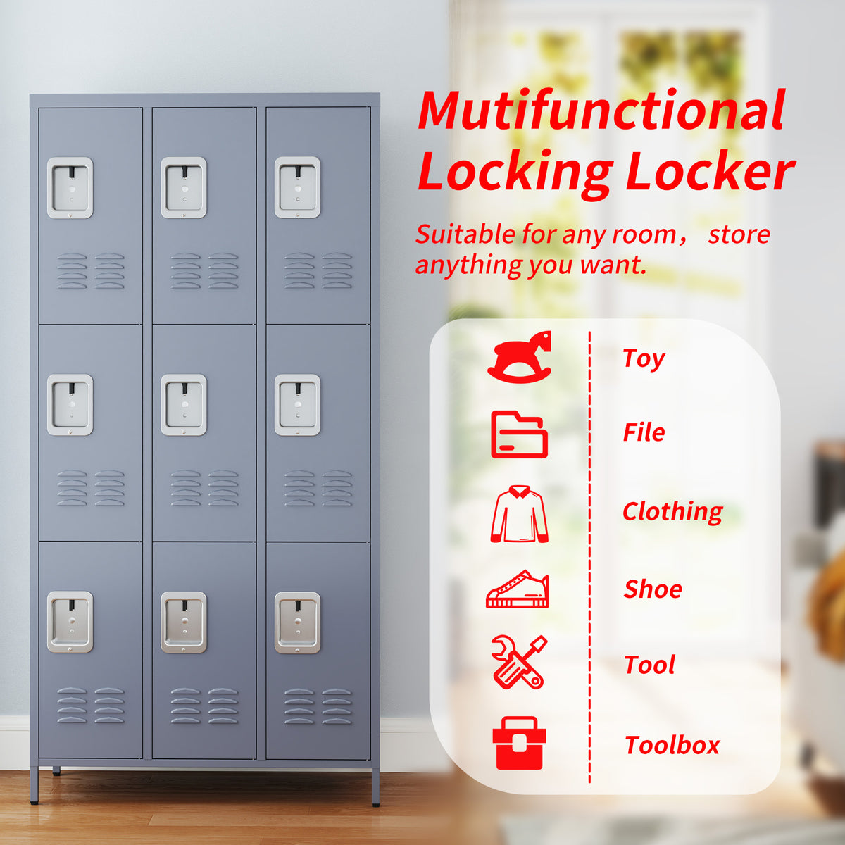 9 Door 72"H Metal Lockers