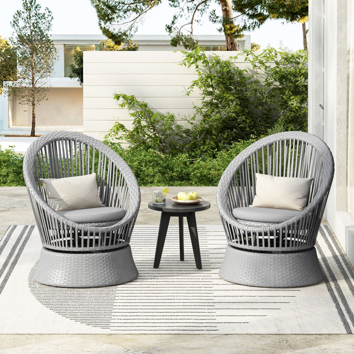 Modern Swivel Wicker Lounge Chair With Round Design - Best Buy Furniture