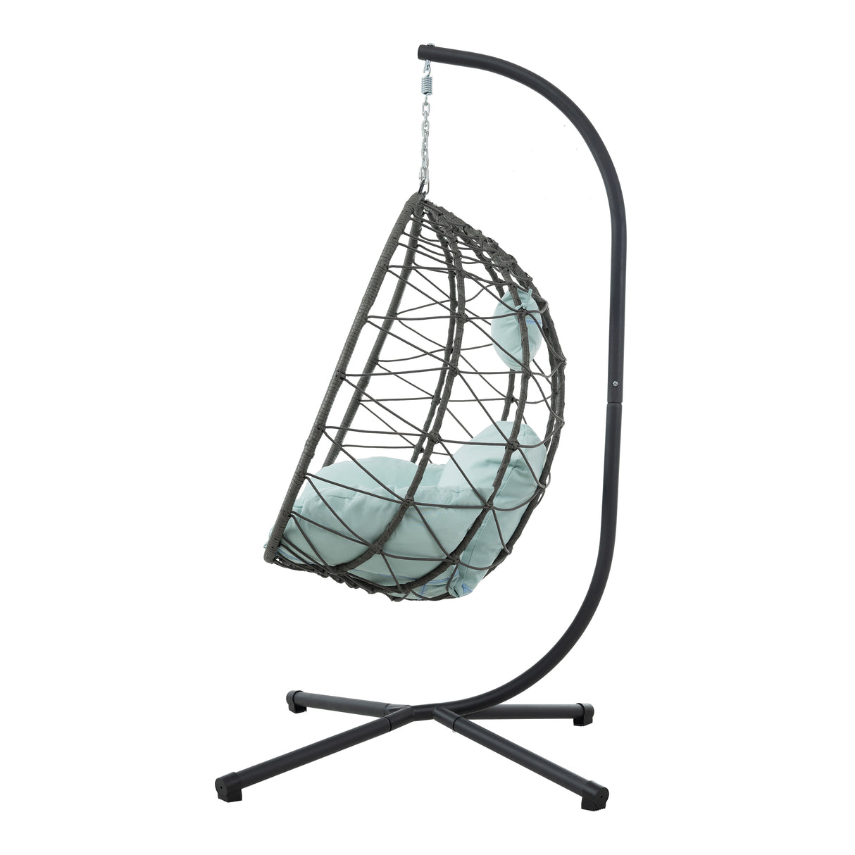 Egg Chair with Stand Indoor Outdoor Swing Chair Patio Wicker Hanging Egg Chair