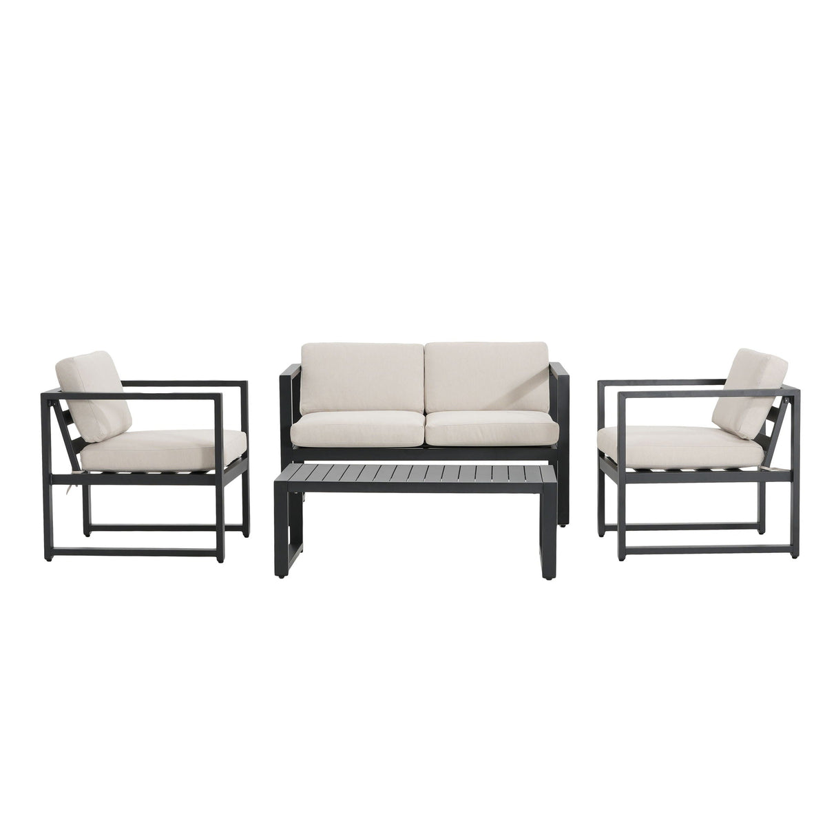 Navan - 4 Pieces Chat Set - Black / Beige