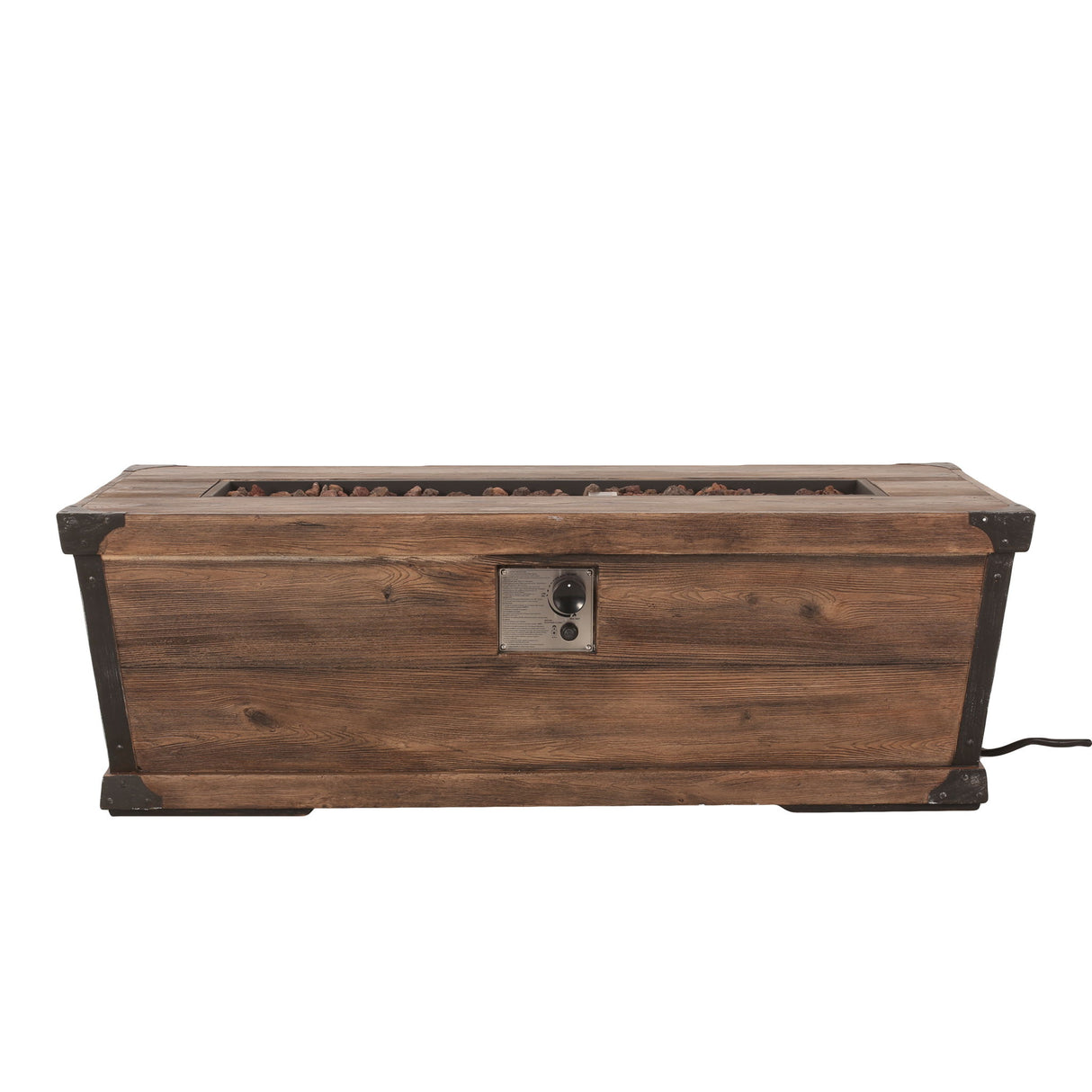 Outdoor Patio Rectangle Gas Burning Fire Pit 50, 000 Btu, Wood Pattern - Brown