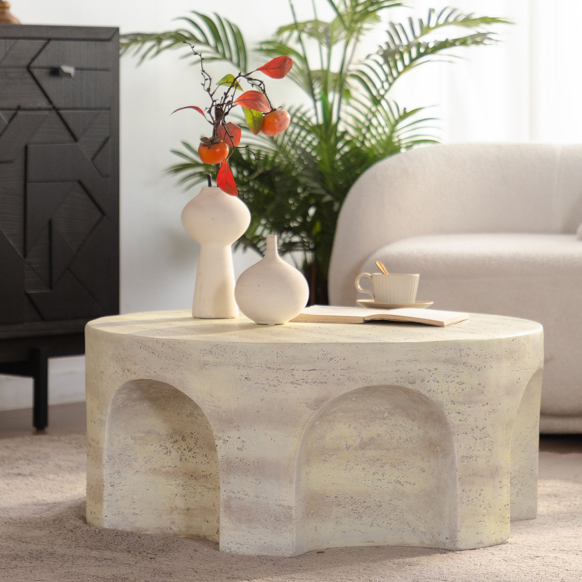 Mgo Modern Minimalist Round Accent Coffee Table