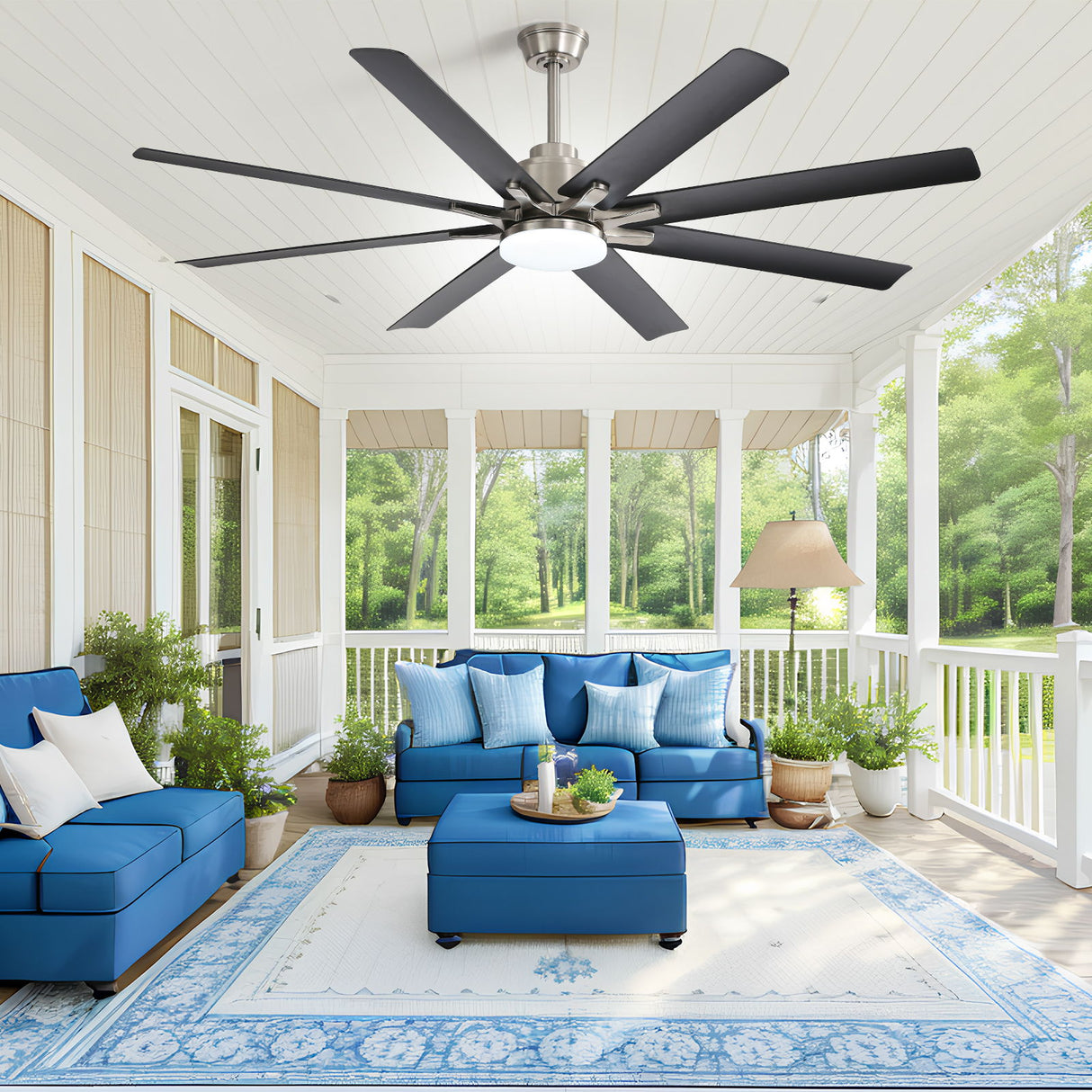 Ceiling Fan With Dimmable LED Light, 8 Blades, Reversible DC Motor, Remote Control