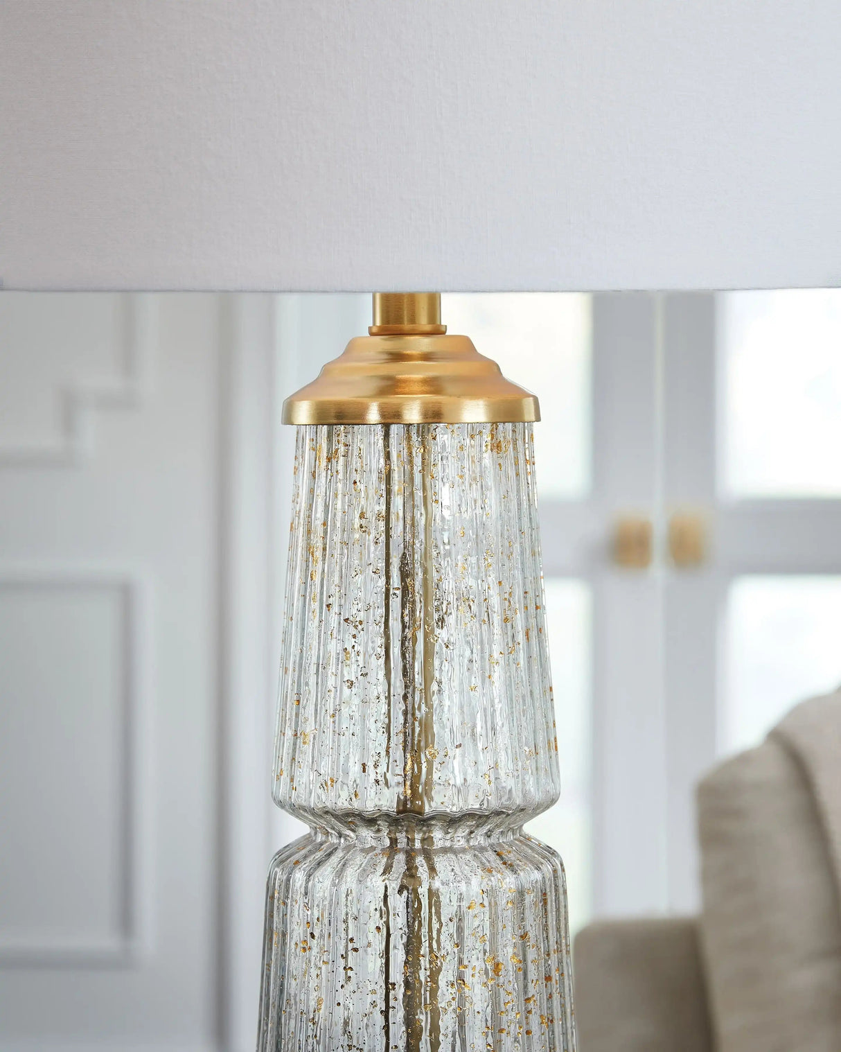 Bakersboro - Glass Table Lamp - Clear / Gold Finish - Best Buy Furniture