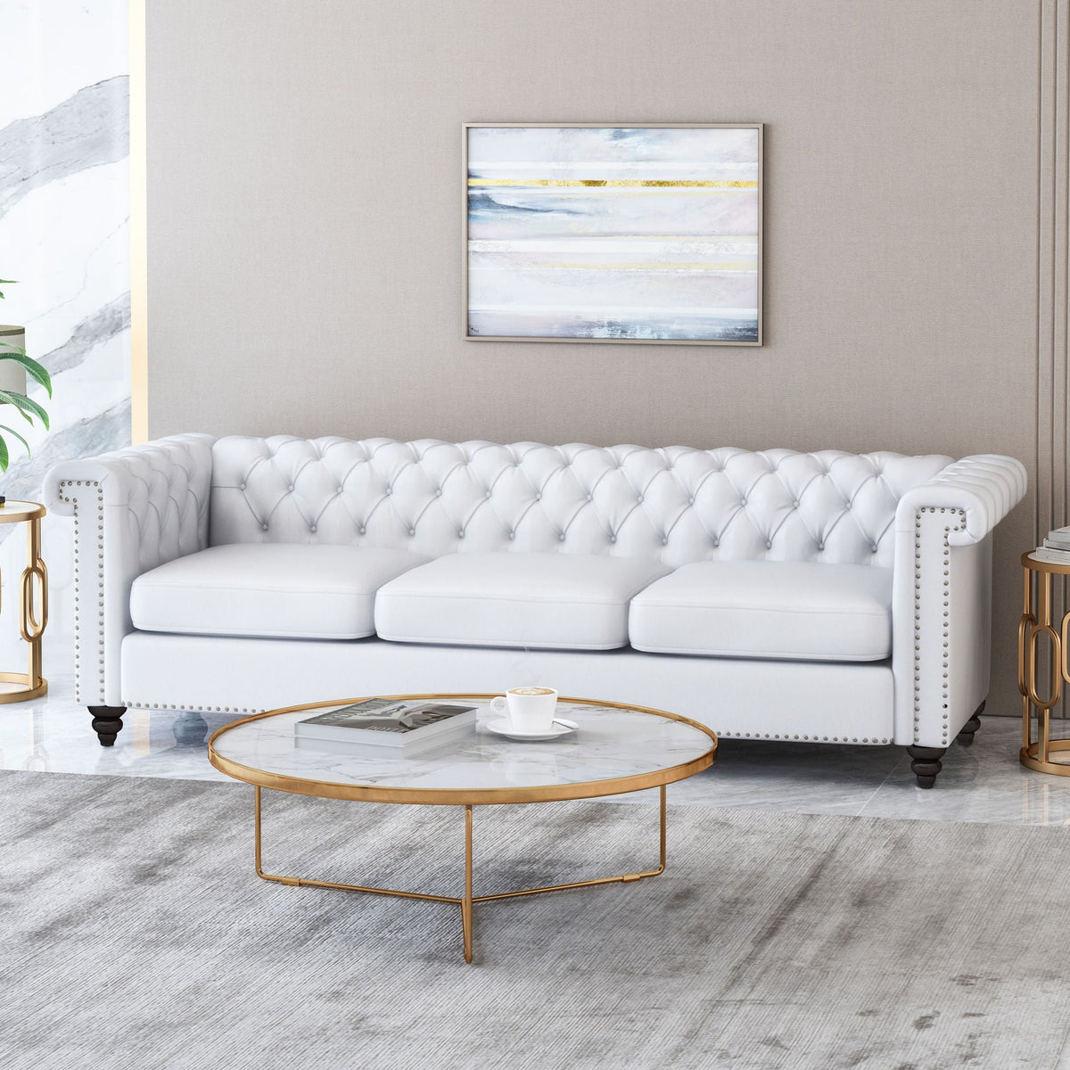 Chesterfield Style 3 Seater Sofa with Deep Button Tufting - view 11