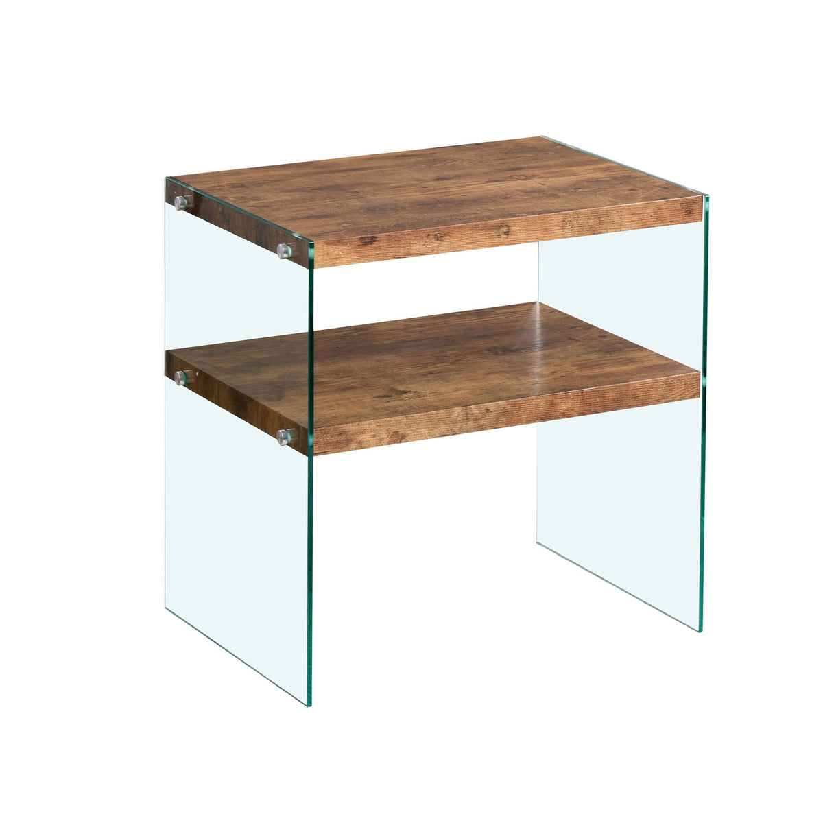 CJ FURNITURE-----W1718 Light Brown Side Table with Tempered Glass Top