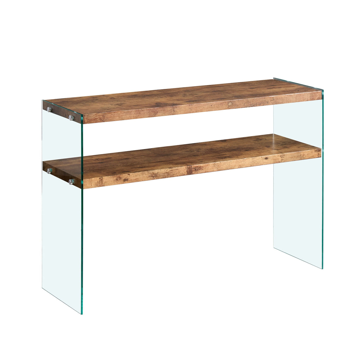 CJ FURNITURE-----W1718 Light Brown Side Table with Tempered Glass Top - view 2
