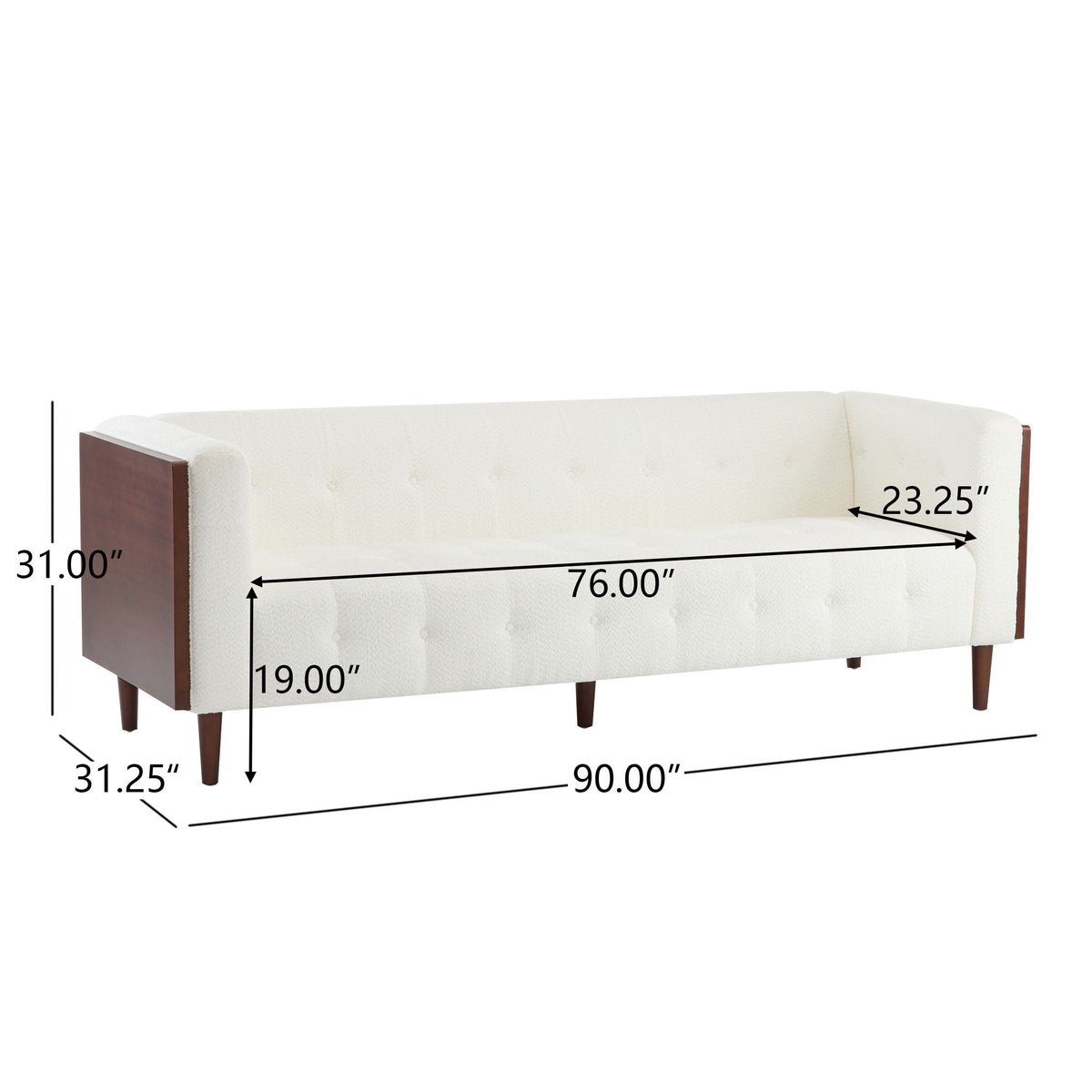 Contemporary 3 Seater Sofa with Tufted Design - view 8