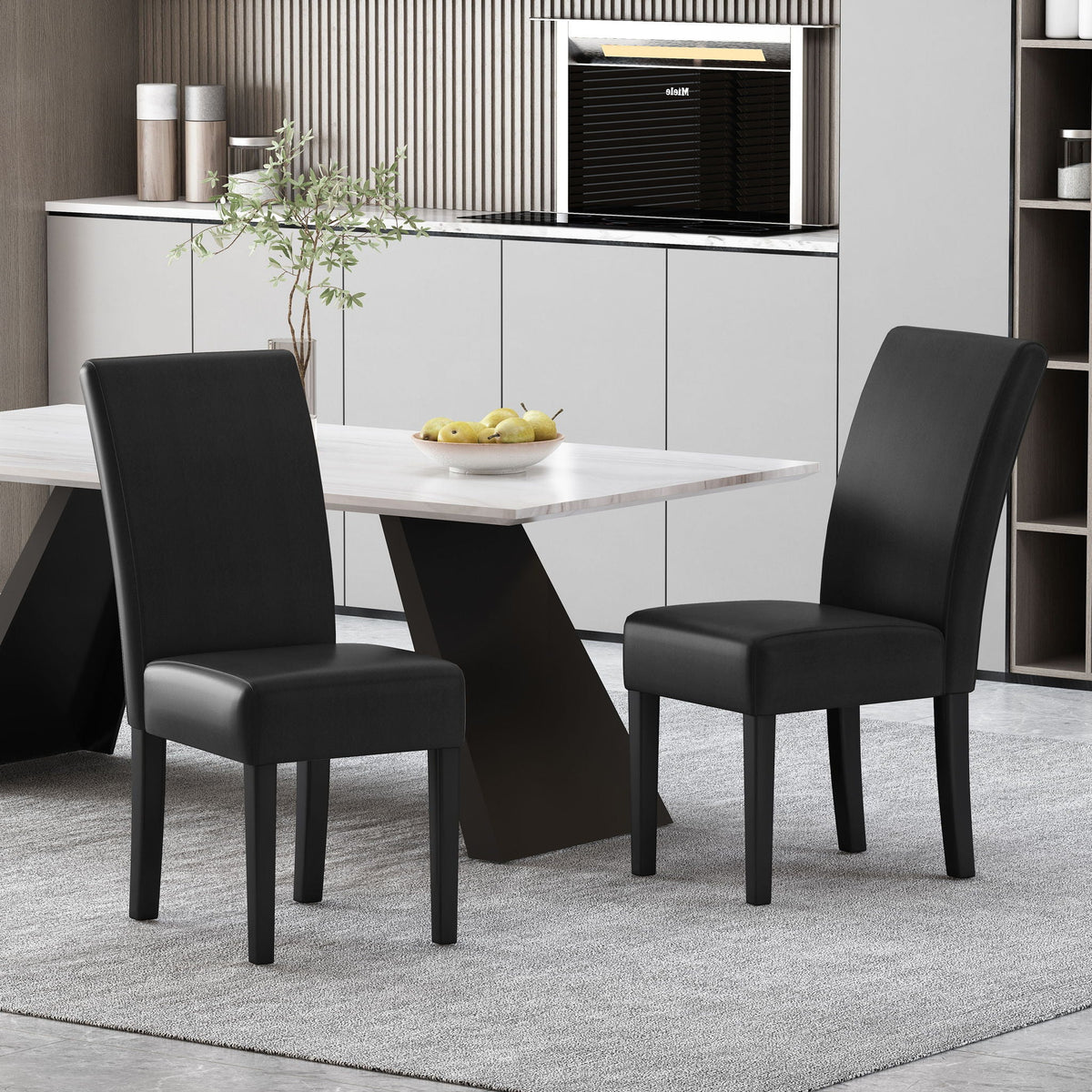 Contemporary Dining Chair Set of 2 with Rubberwood Legs - view 6