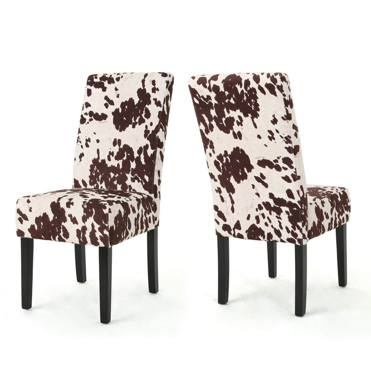 Contemporary Dining Chair Set of 2 with Rubberwood Legs in Beige