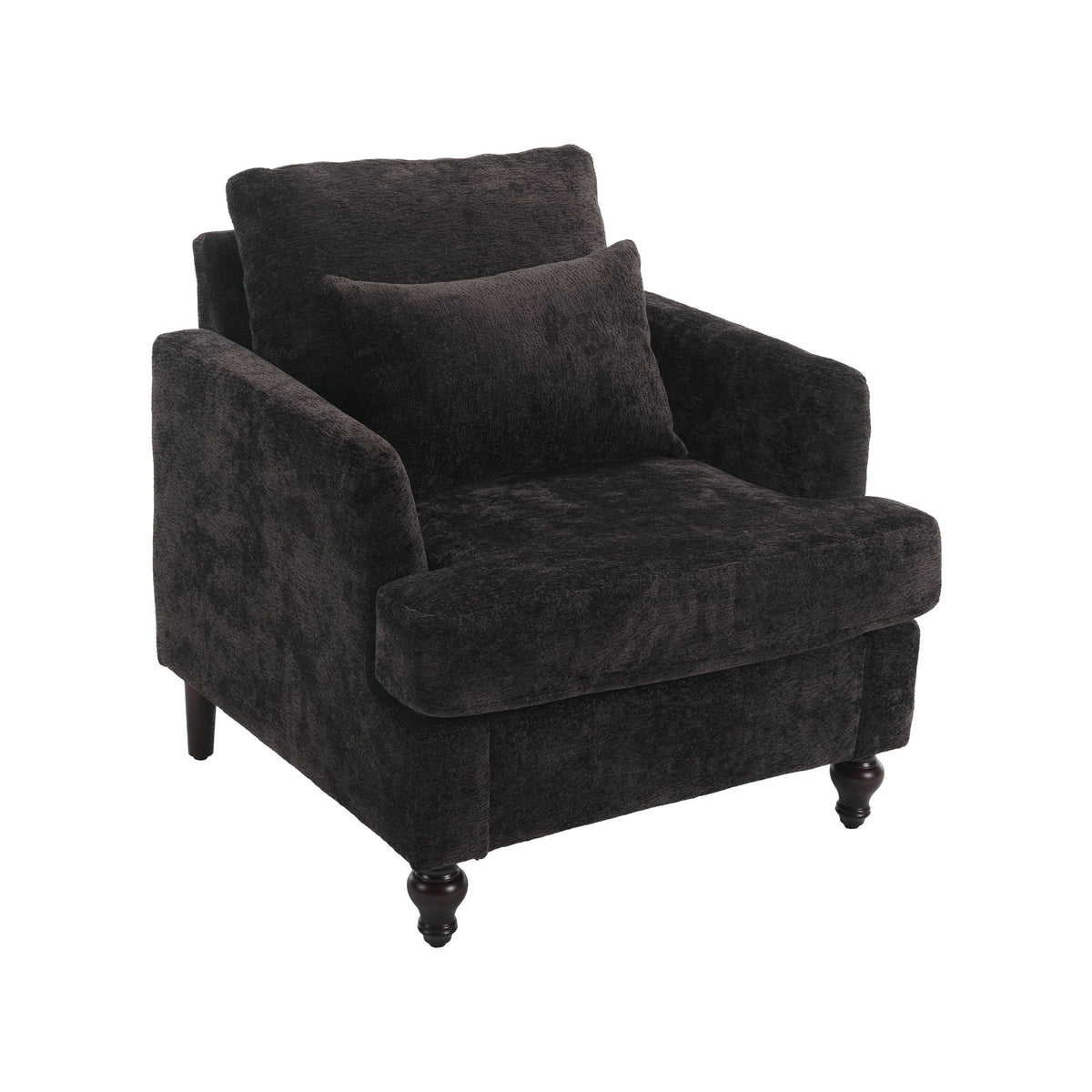COOLMORE W-395 Modern Mid Century Wood Frame Armchair with Tufted Design in Black