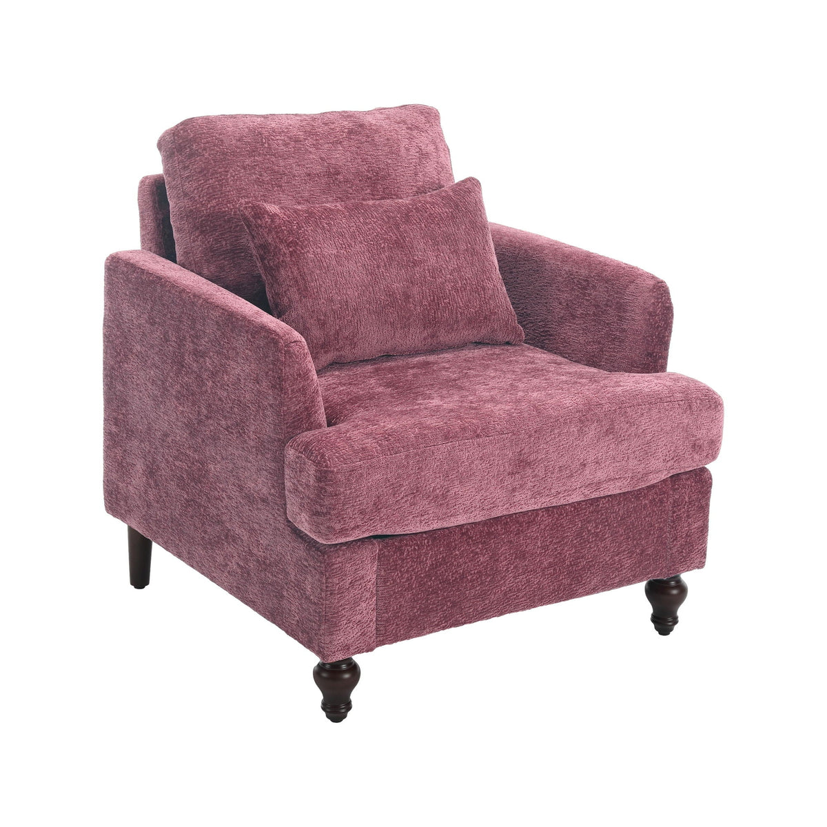 COOLMORE W-395 Modern Mid Century Wood Frame Armchair with Tufted Design in Dark Red
