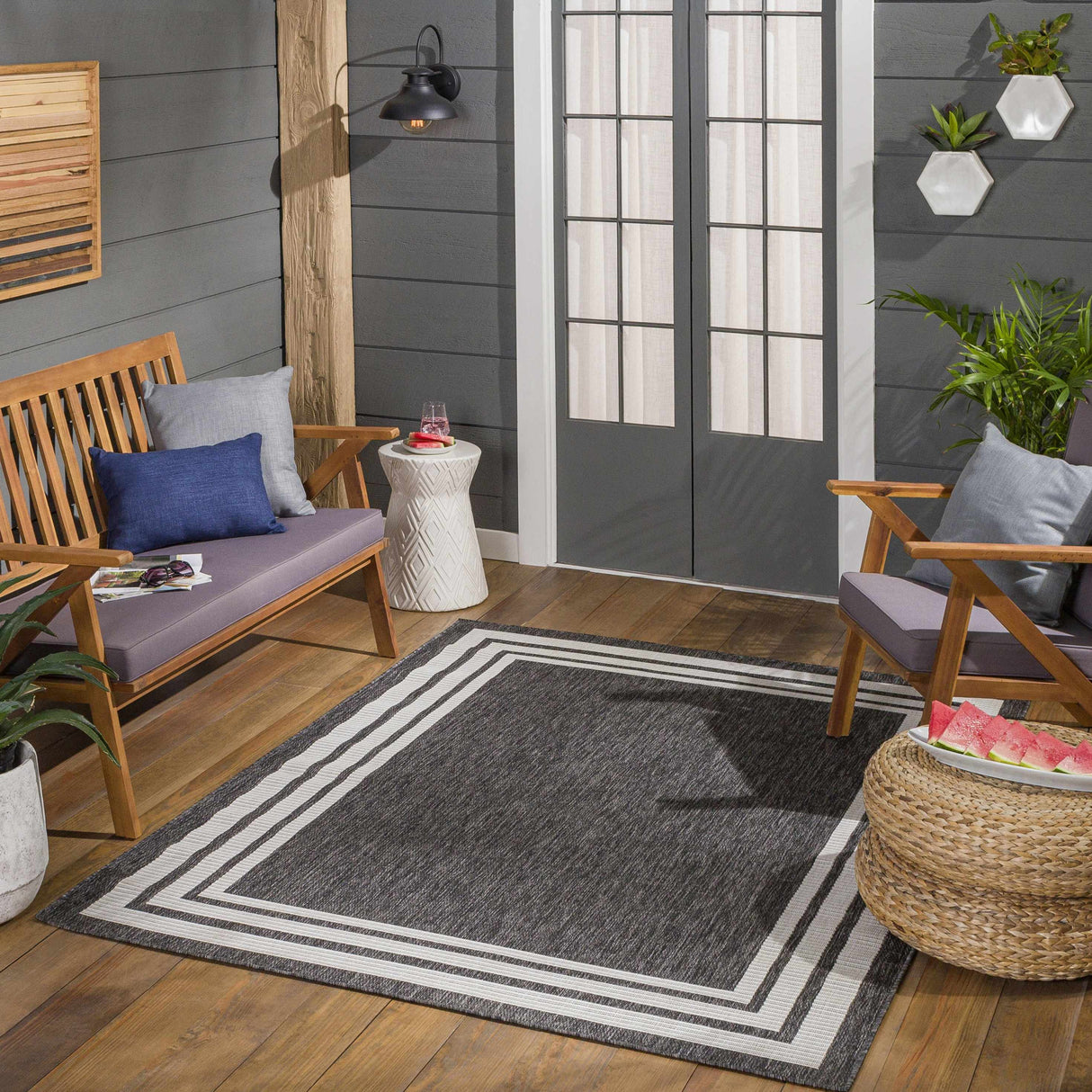 Coonamble Bordered Antrasit Rug