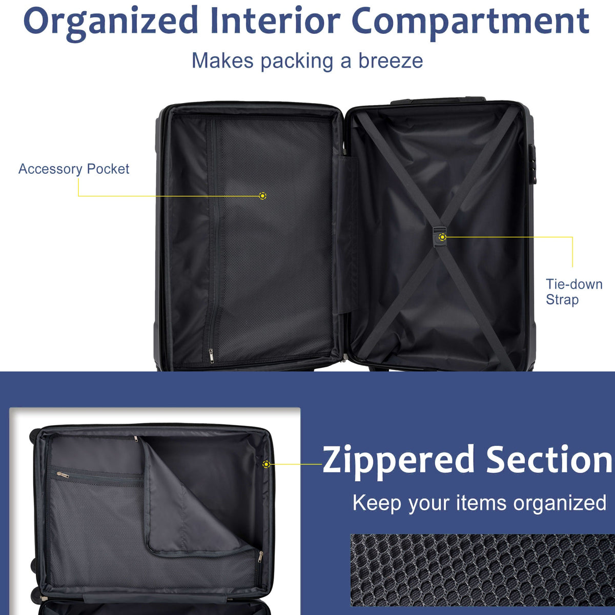 CR Living Hardshell 6-Piece Blue Luggage Set - view 10