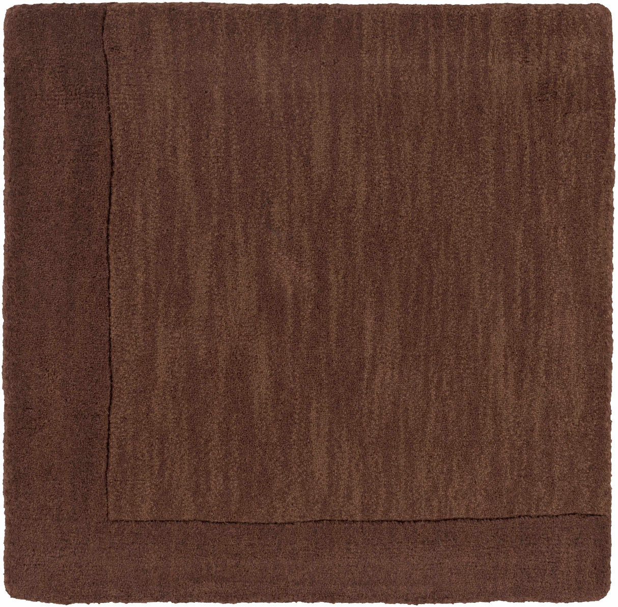 Bordered Solid Brown Wool Rug