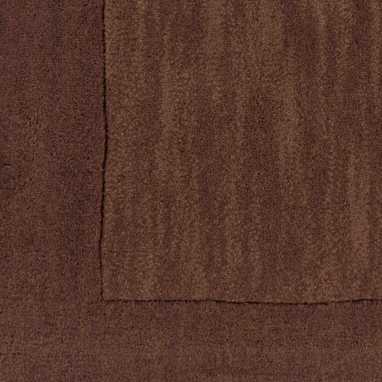 Bordered Solid Brown Wool Rug