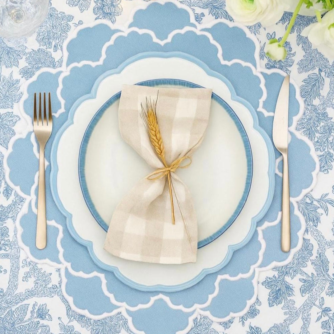 pnrdecor CRESSIDA SCALLOPED BLUE FABRIC PLACEMAT (Set Of 4) - view 8