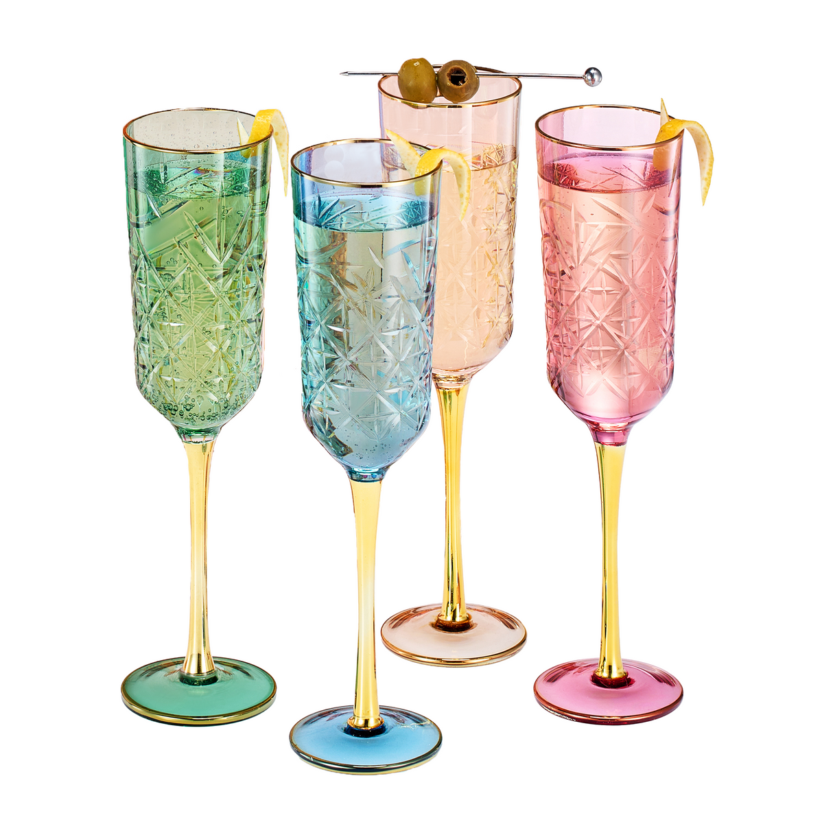 Duomo Champagne Flute Glassware, Set of 4