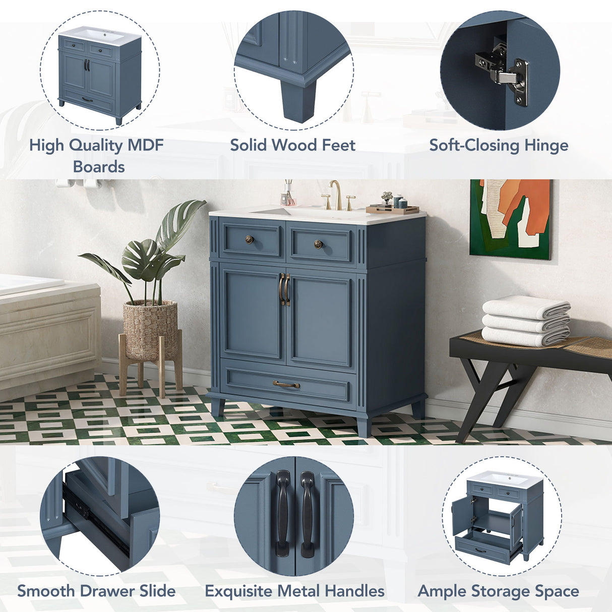 Bathroom Vanity With Sink, Storage Cabinet