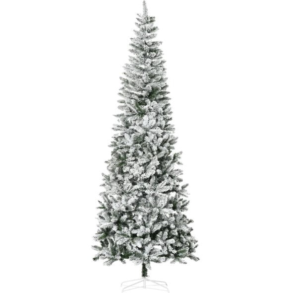 Snow-Flocked Slim Pine Artificial Christmas Tree