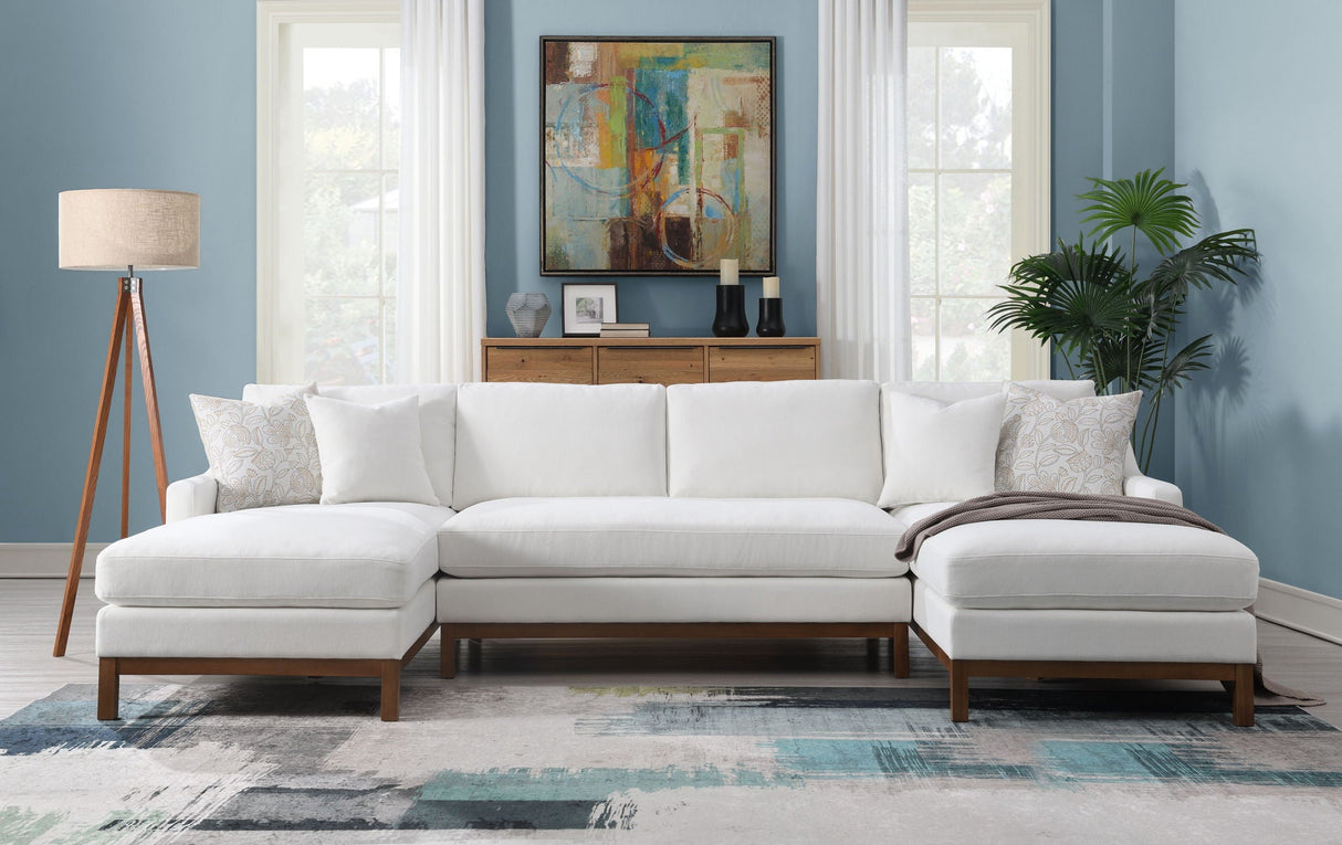 Valiant - Chenille Sectional Sofa With 4 Pillows - Ivory - Best Buy Furniture
