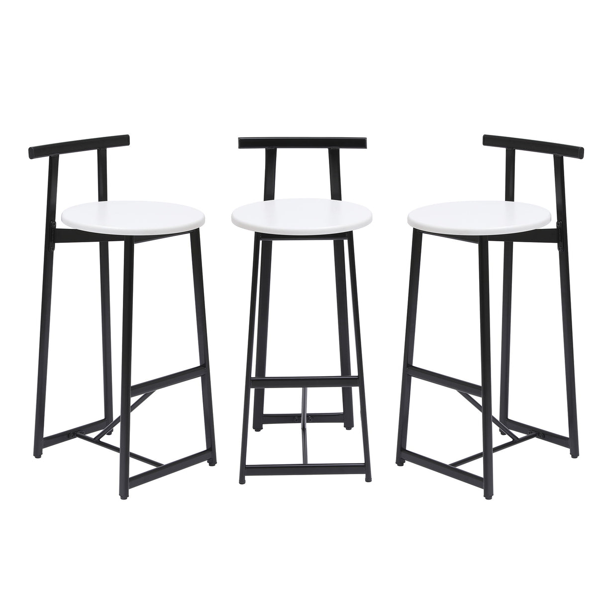 Modern Bar Stools With Backrest For Kitchen (Set of 3)