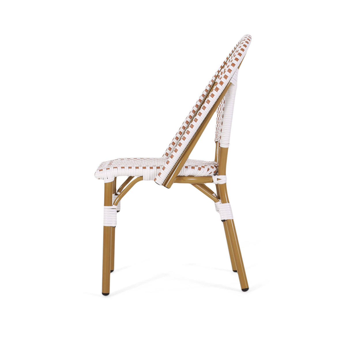 Outdoor PE Rattan and Aluminum French Bistro Chairs, Set of 2, Rusted