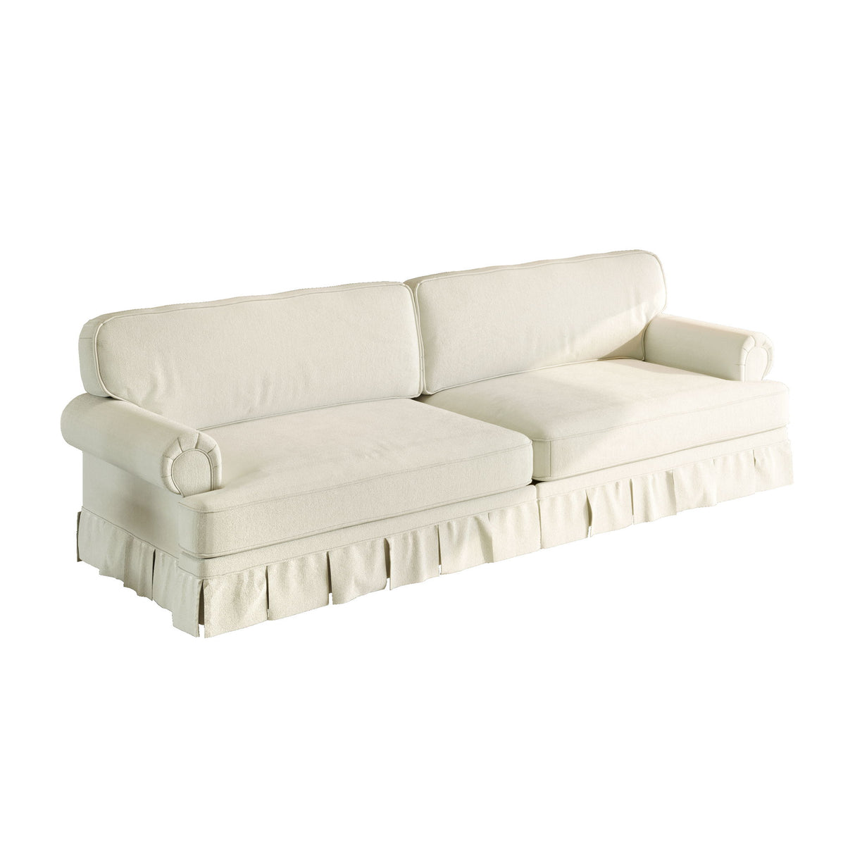 Luxuriously Comfortable Cloud Couch Sofa With Elegant Rolled Arms & Pleated Skirt Design