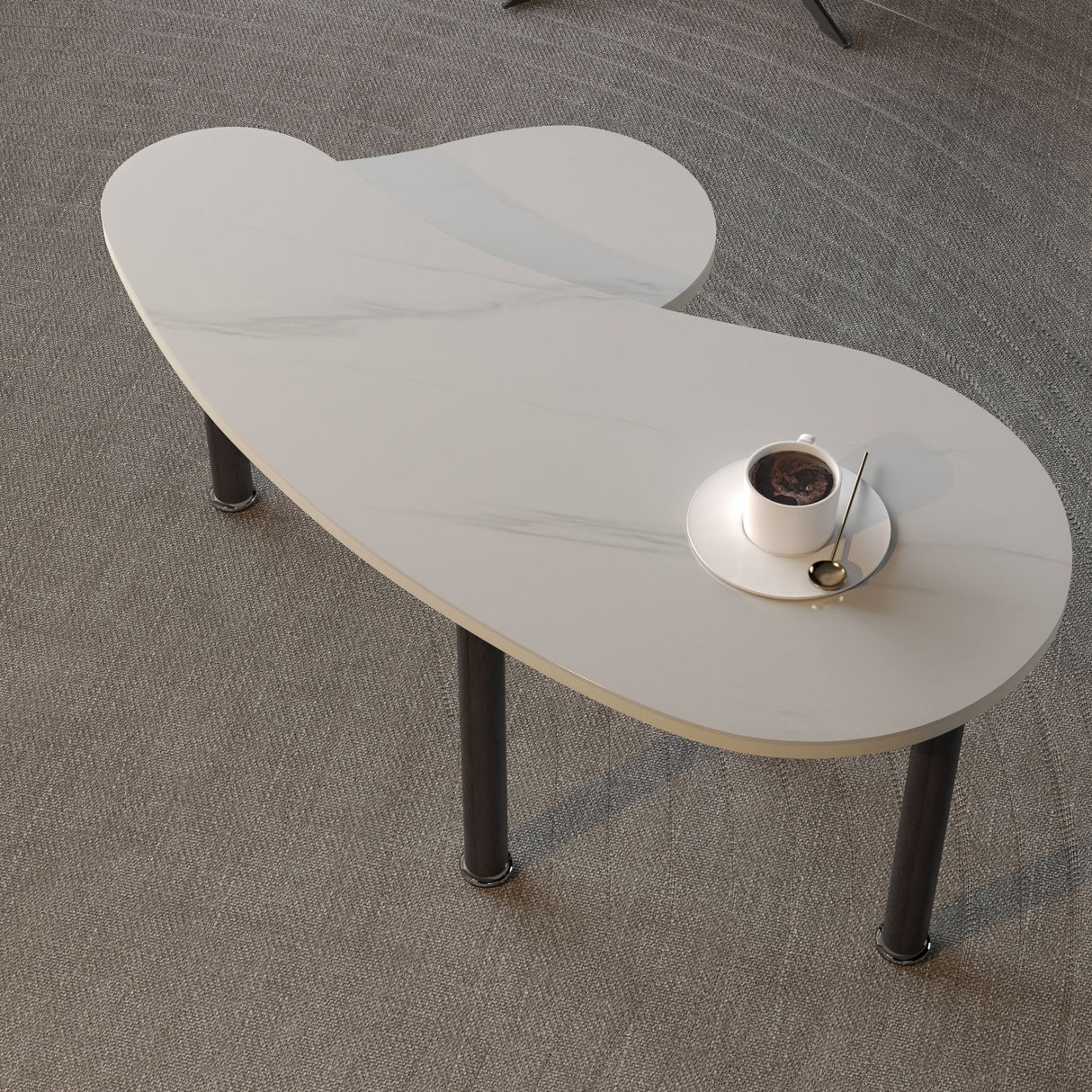Rotatable Cocktail Table With Solid Legs, 360 Degree Rotating